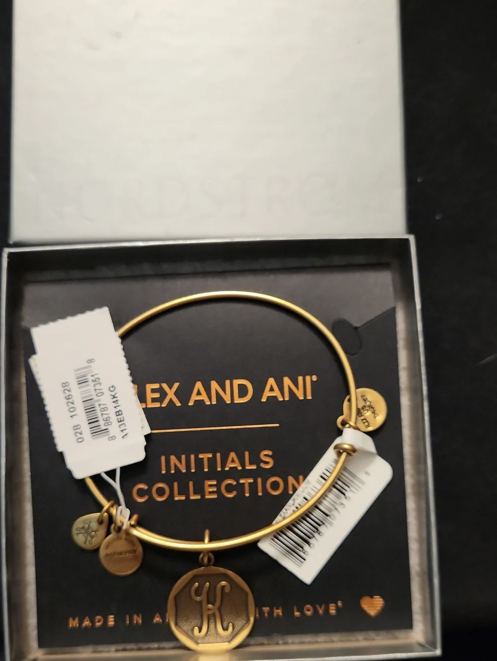 Alex and Ani Gold Initial K Expandable Bangle Bracelet NWT